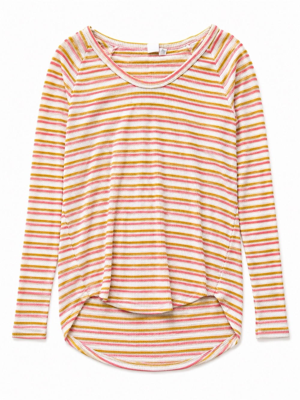 GAP Striped Long Sleeve Tee in Pink, Yellow & White